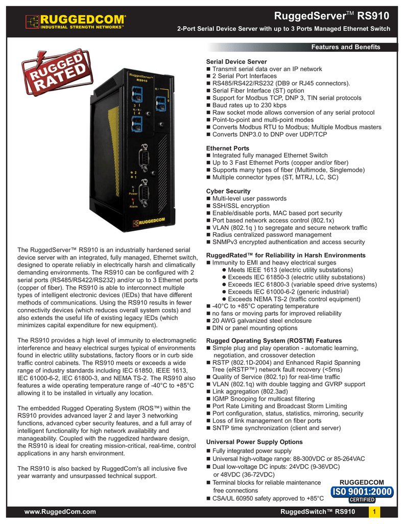 Ruggedcom Ruggedserver Rs910 User Manual Manualzz