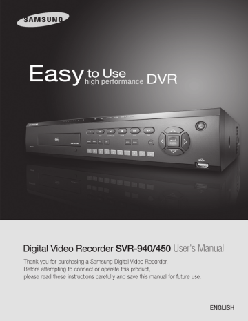 Samsung DVR SVR-940/450 User's Manual | Manualzz