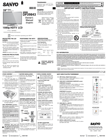 Sanyo DP39843 Owner's Manual | Manualzz