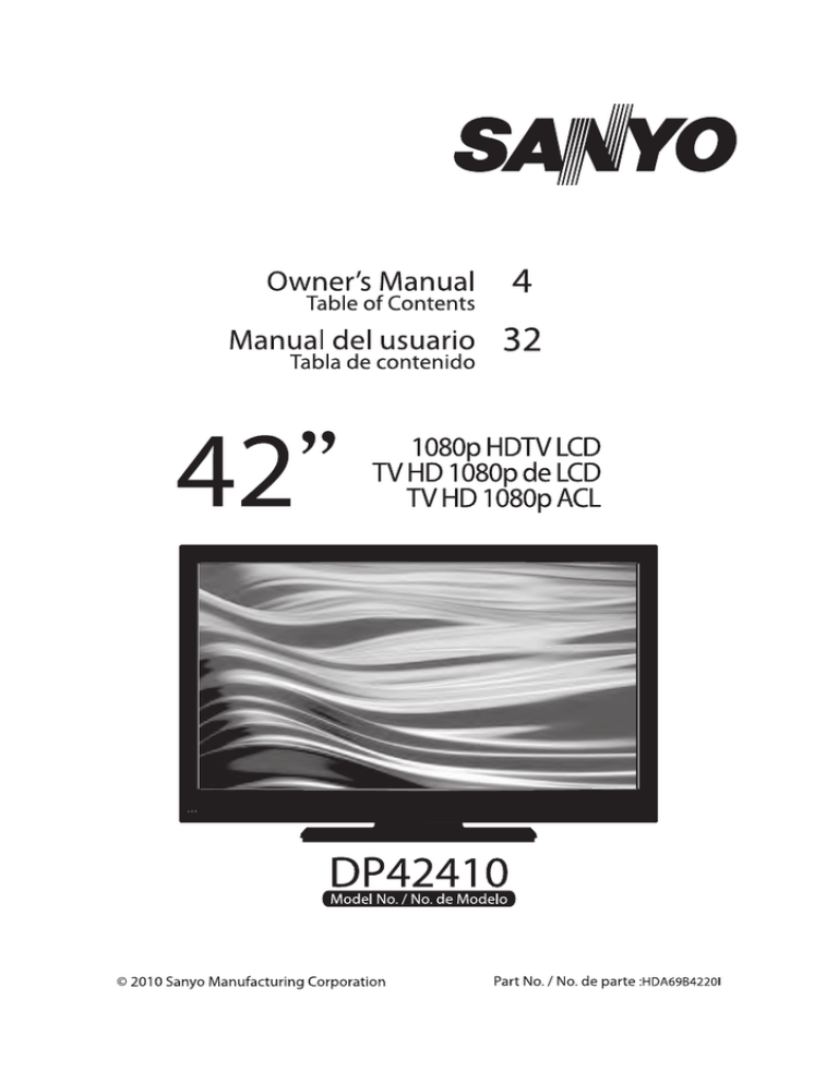 Sanyo DP42410 User manual | Manualzz