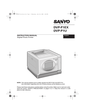 FOR CORRECT USE OF YOUR PRINTER. Sanyo DVP-P1U | Manualzz