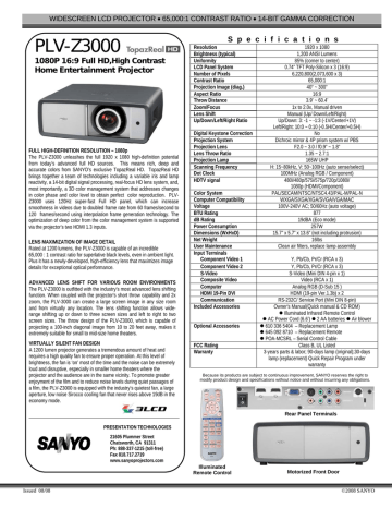 Sanyo Plv Z3000 User S Manual Manualzz