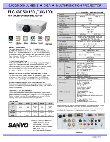 Sanyo Plc Xm150l 100 Projector Plc Xm150 Plc Xm150 Xm150 Plc Xm150 L 6000 Lumens 100l Plc Xm100l Plc Xm100 150l User Manual Manualzz