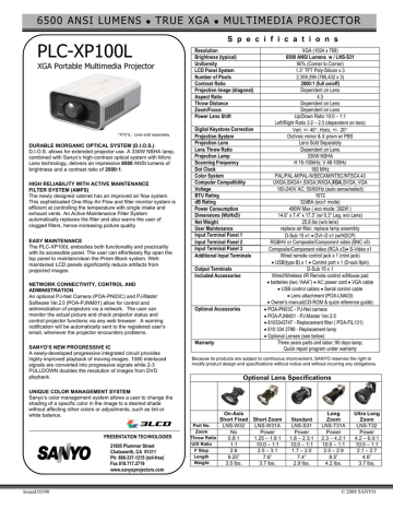 Sanyo Projector Plc Xp100l Plc Xp100l User Manual Manualzz