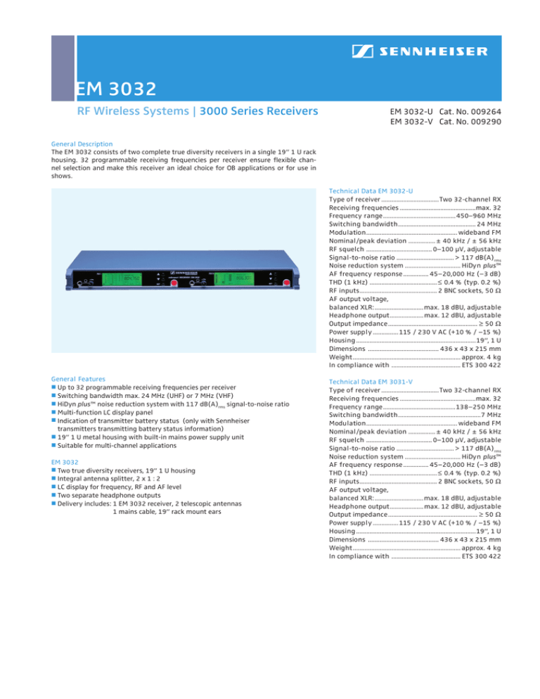 Sennheiser Em 3032 V User Manual Manualzz