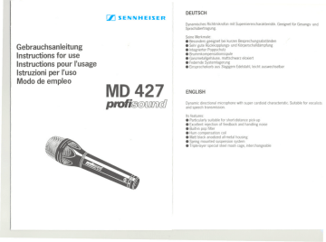 Sennheiser MD427 User's Manual | Manualzz