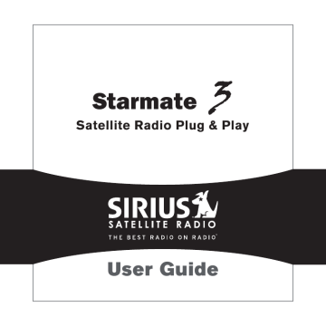 Sirius Satellite Radio Satellite Radio STARMATE 3 User guide | Manualzz