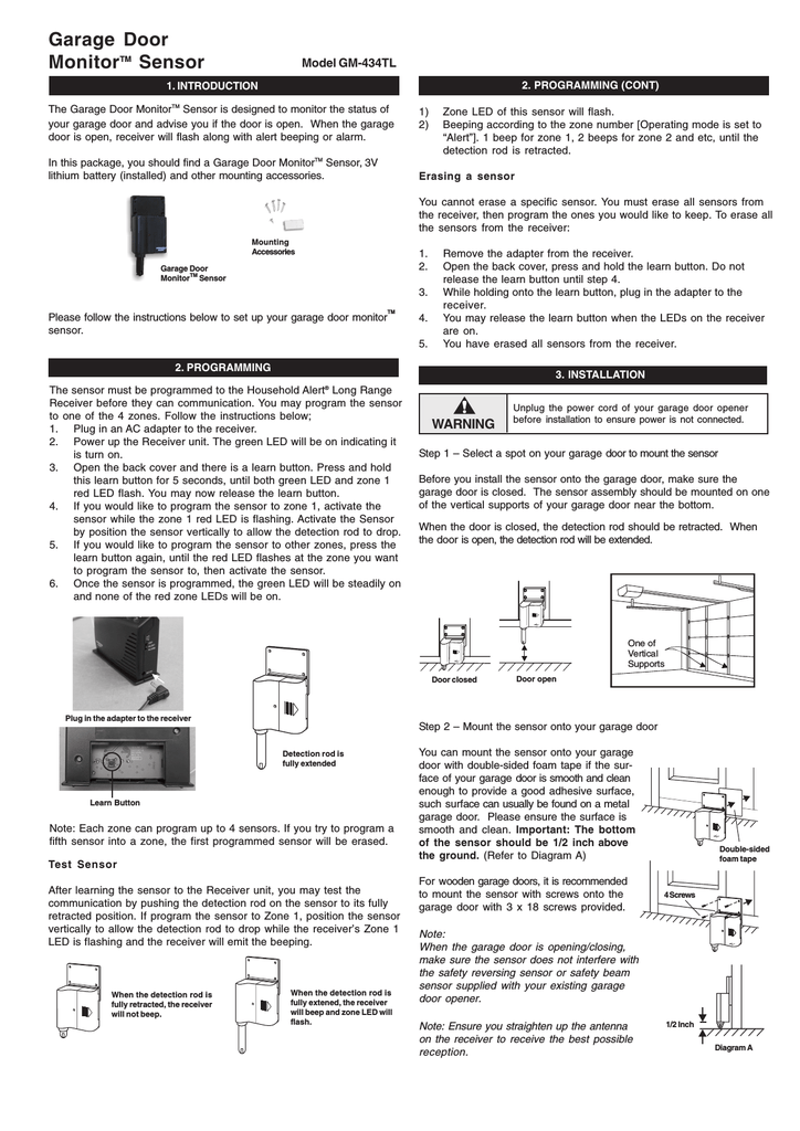 Skylink Gm 434tl User S Manual Manualzz Skylink Gm 434tl User S Manual Manualzz, Skylink Garage Door Monitor Alarm Gm 434rtl