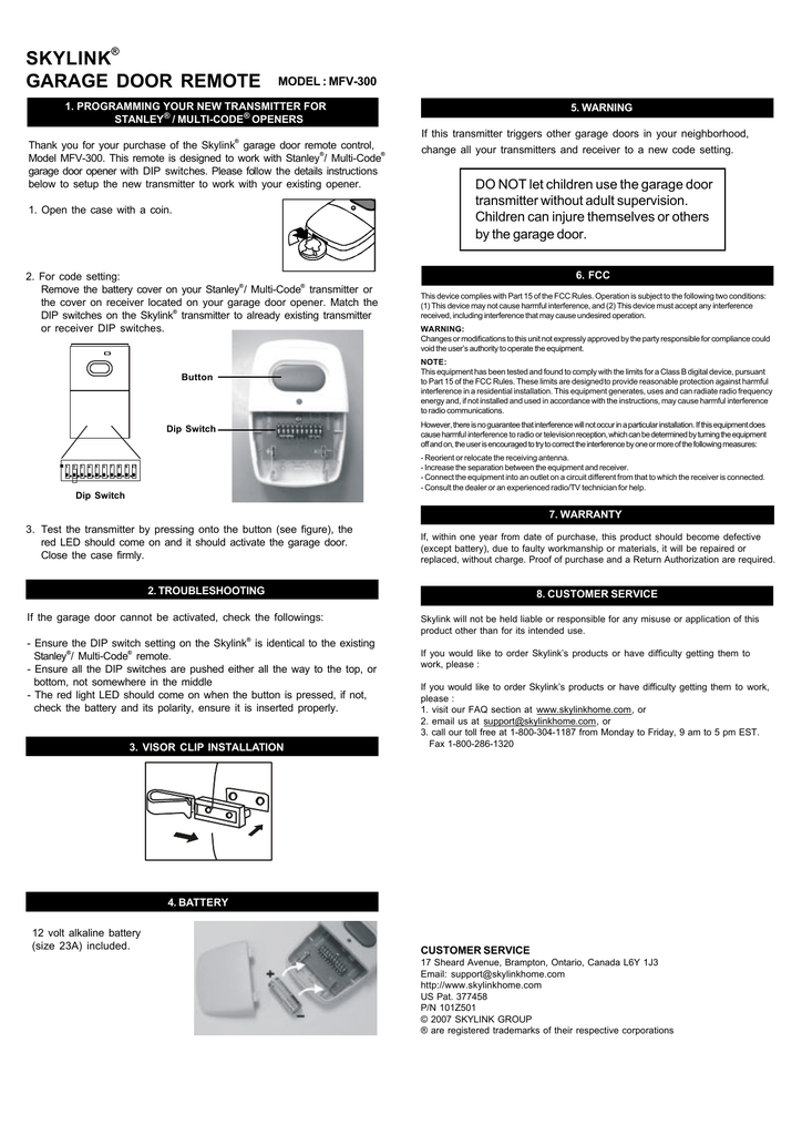 Skylink Sdv 300 Visor Mount Remote User Manual Manualzz Skylink Sdv 300 Visor Mount Remote User, Skylink Garage Door Remote Troubleshooting