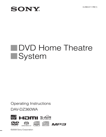 Sony DAV-DZ360WA User manual | Manualzz