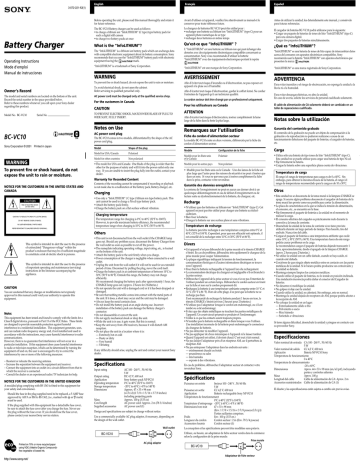 Sony BC VC10 User's Manual | Manualzz