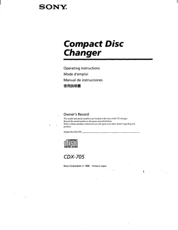 Sony CDX-705 Operating Instructions | Manualzz