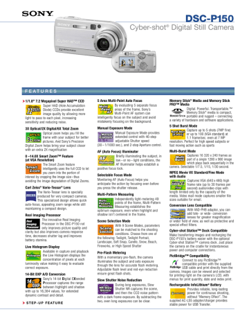 Sony DSC-P150/LJ Marketing Specifications | Manualzz