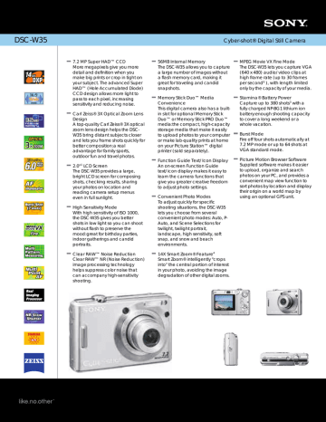 sony cyber shot 7.2 megapixels memory card