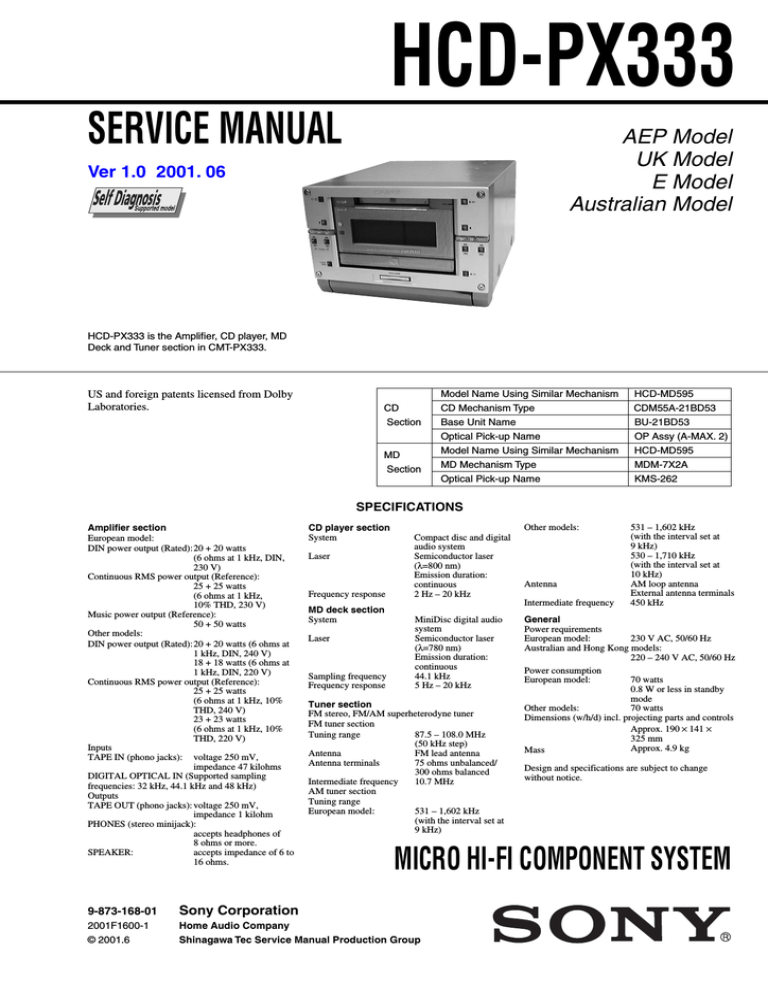 Sony Hcd Px333 User Manual Manualzz