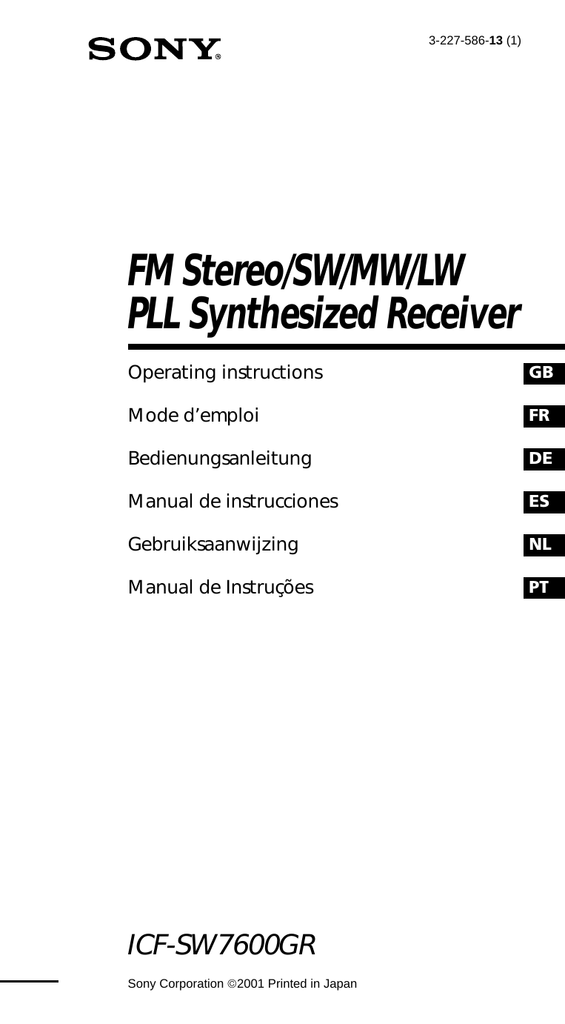 Sony ICF-SW7600GR User Manual | Manualzz