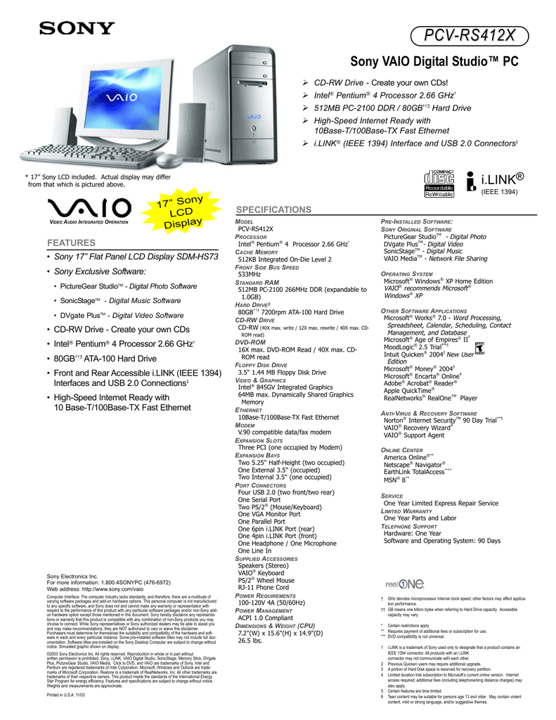 sony vaio recovery disk new hard drive