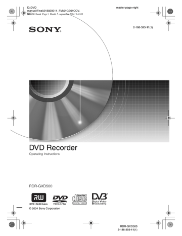 Sony RDR-GXD500 Operating instructions | Manualzz