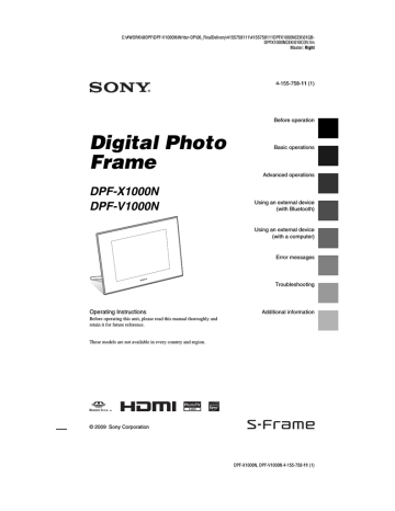 Sony DPF-X1000N User manual | Manualzz