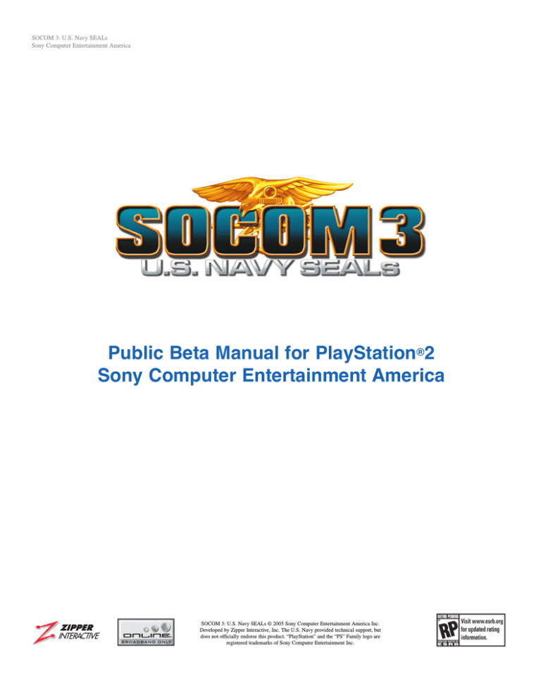 Sony Socom 3 User Manual Manualzz