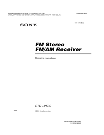 Sony STR-LV500 Operating instructions | Manualzz