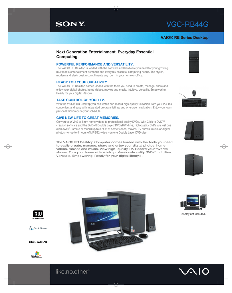 Sony Vgc Rb44g Marketing Specifications Manualzz