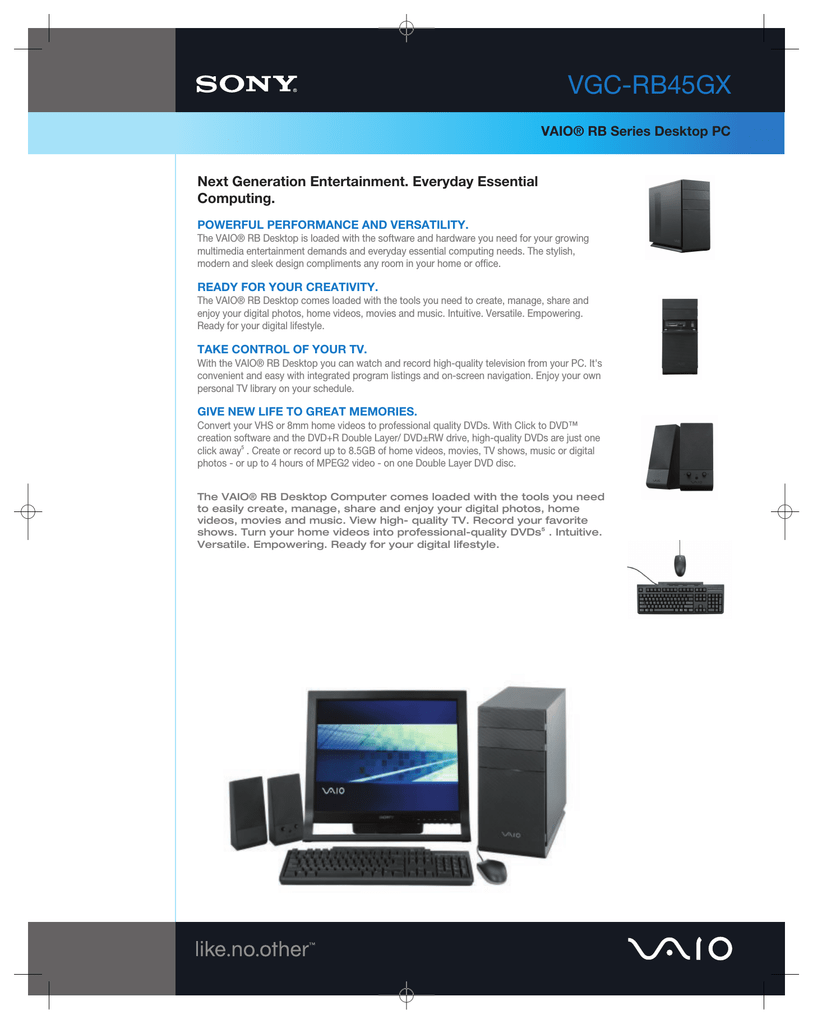 Sony Vgc Rb45g Marketing Specifications Manualzz