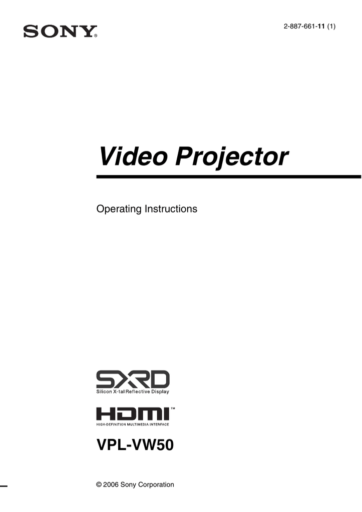 Sony Vpl Vw50 User S Manual Manualzz Com