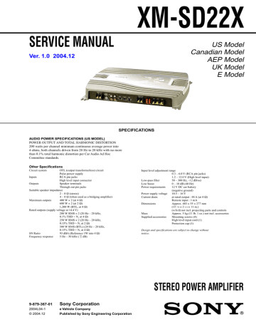 Sony XM SD22X User's Manual | Manualzz