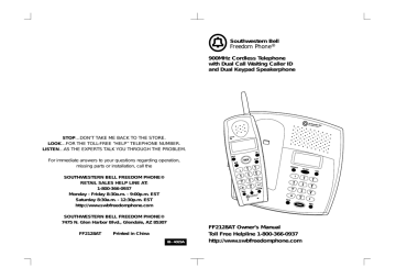 Southwestern Bell FF2128AT User's Manual | Manualzz