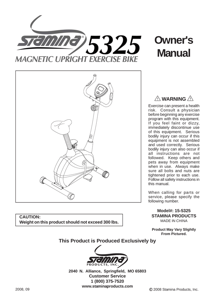 stamina 5325 magnetic upright exercise bike