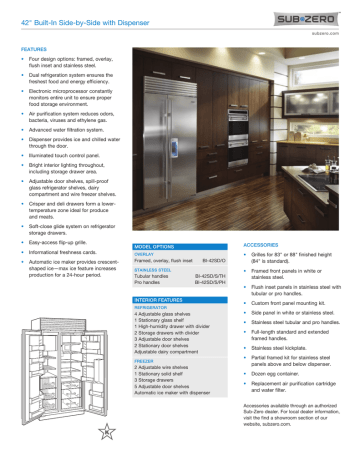Sub-Zero Refrigerator BI-42SD/O User's Manual | Manualzz