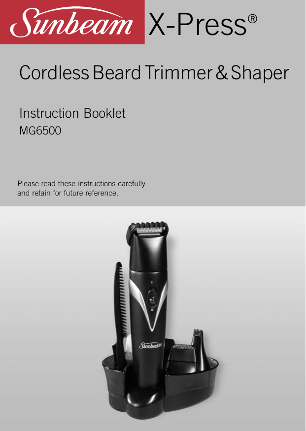 sunbeam hair clippers manual