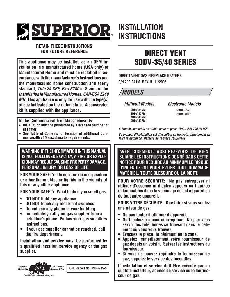 Superior Sddv 35 40 User S Manual Manualzz Superior Sddv 35 40 User S Manual