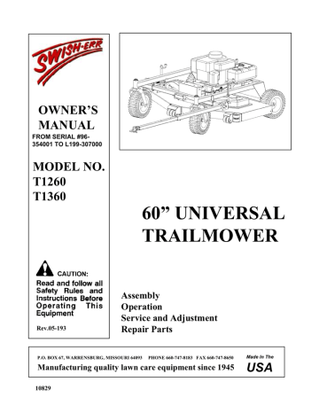 Swisher T1360 User's Manual | Manualzz Swisher 60 Mower Belt Diagram Manualzz