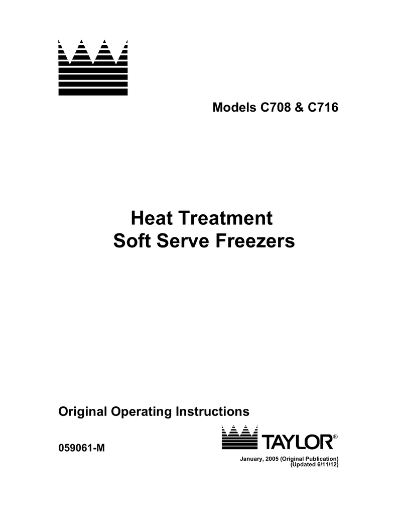 Taylor C708 C716 Refrigerator C708 User Manual Manualzz