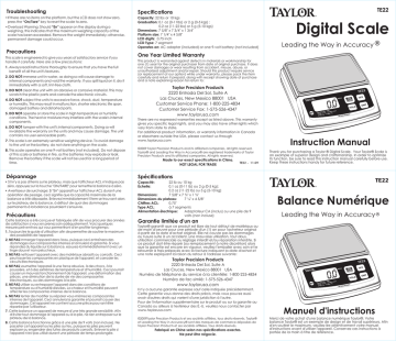 Taylor Scale TE22 User's Manual | Manualzz