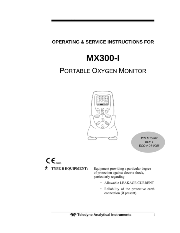 Teledyne MX300-I Service Instructions | Manualzz