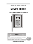 Teledyne 2010 2010B Thermal Conductivity Analyzer User Manual