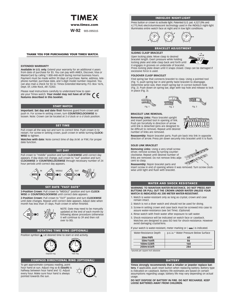 Timex indiglo manual new arrivals