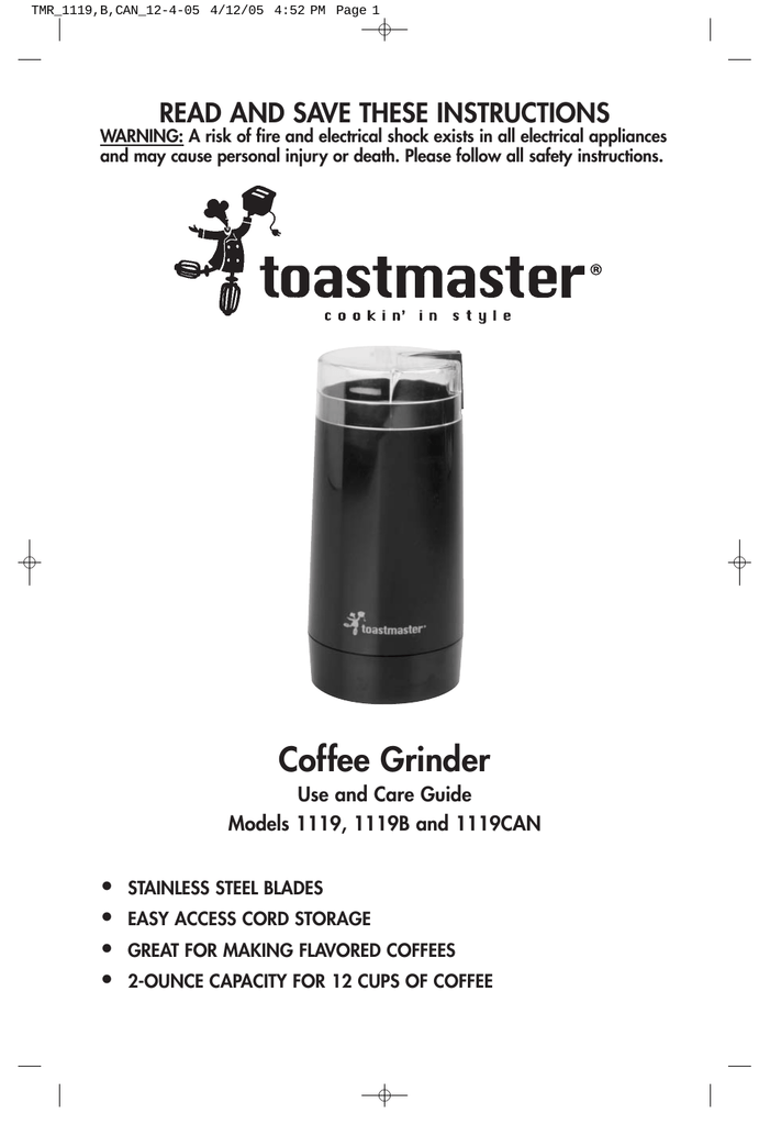 toastmaster coffee grinder