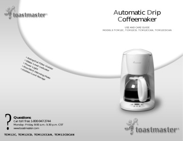Toastmaster TCM12C Use and care guide | Manualzz