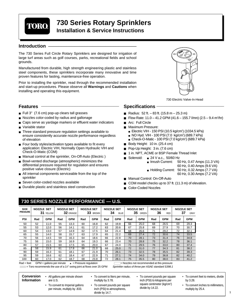 Toro 730 User's Manual | manualzz.com