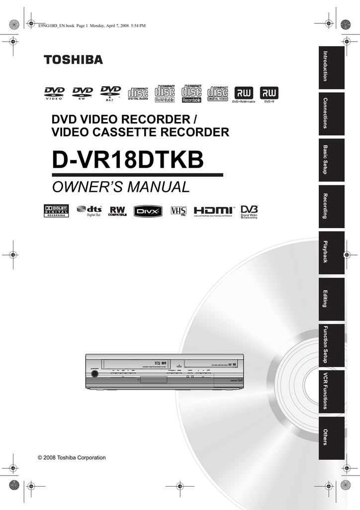 Toshiba DVR18 User manual | Manualzz