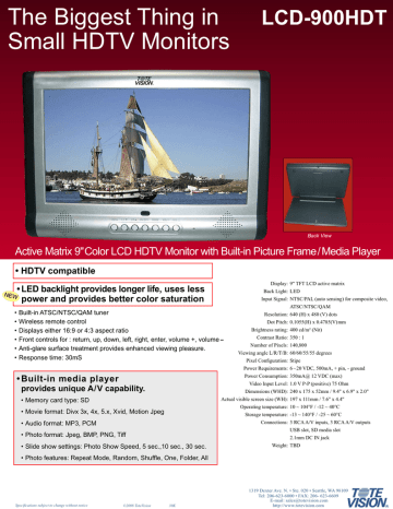 Tote Vision LCD-900HDT User's Manual | Manualzz
