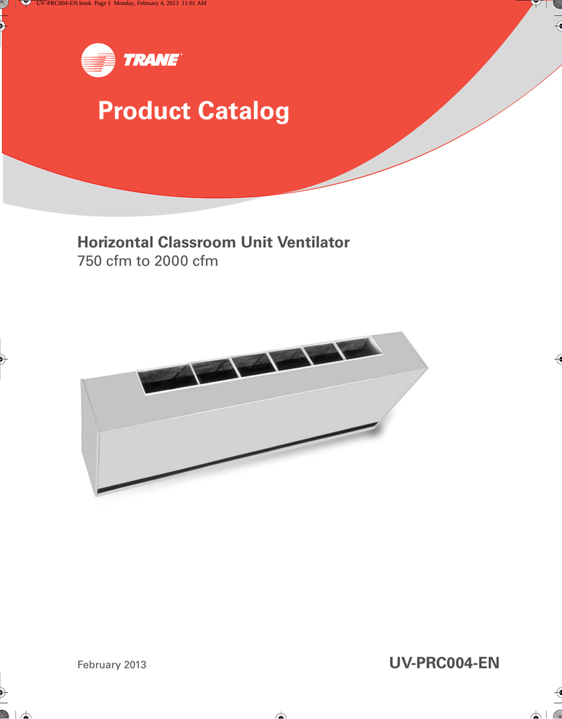 Trane HUVC Horizontal Classroom Unit Ventilator User manual | Manualzz