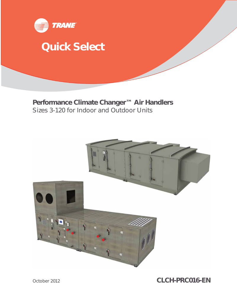 Trane Performance Air Handlers Reference guide Manualzz