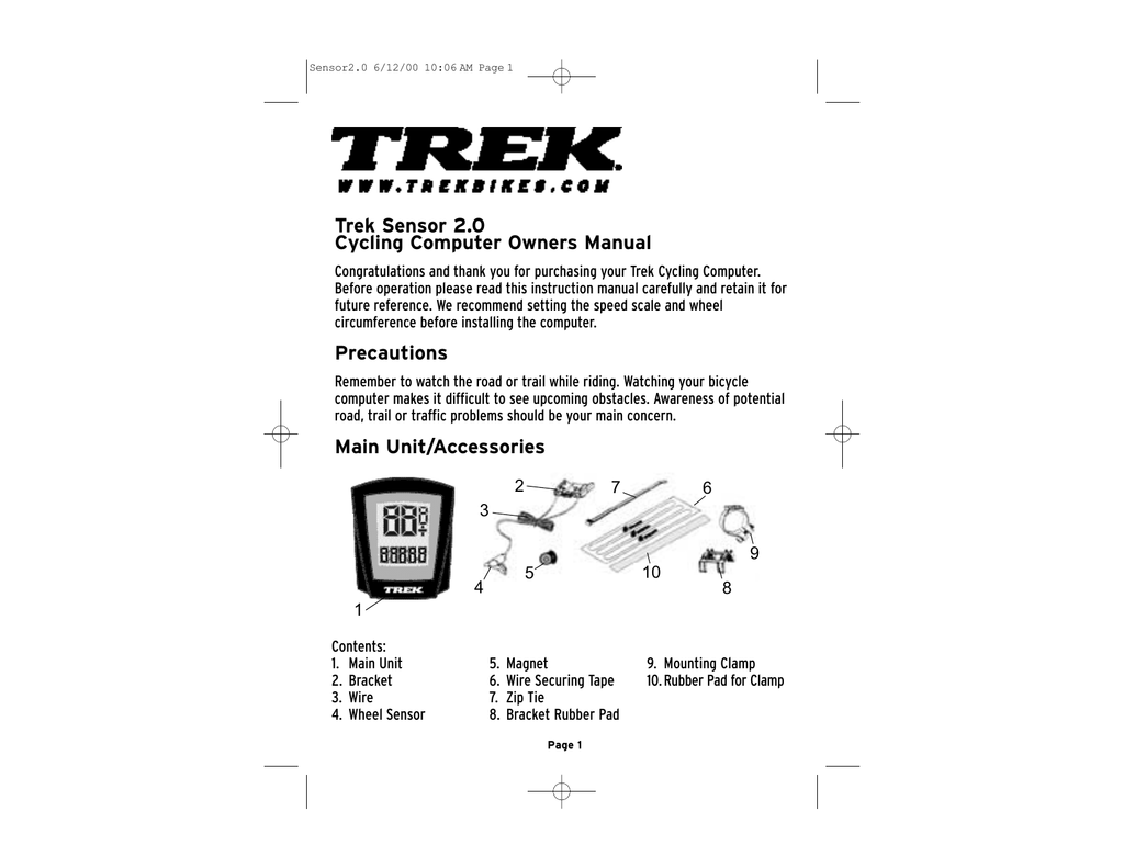 trek sensor cycling computer