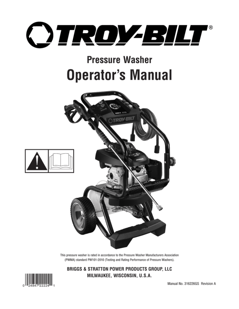 TroyBilt 3000 PSI Pressure Washer User manual Manualzz