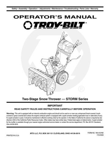 Troy-Bilt STORM Series Operator’s manual | Manualzz